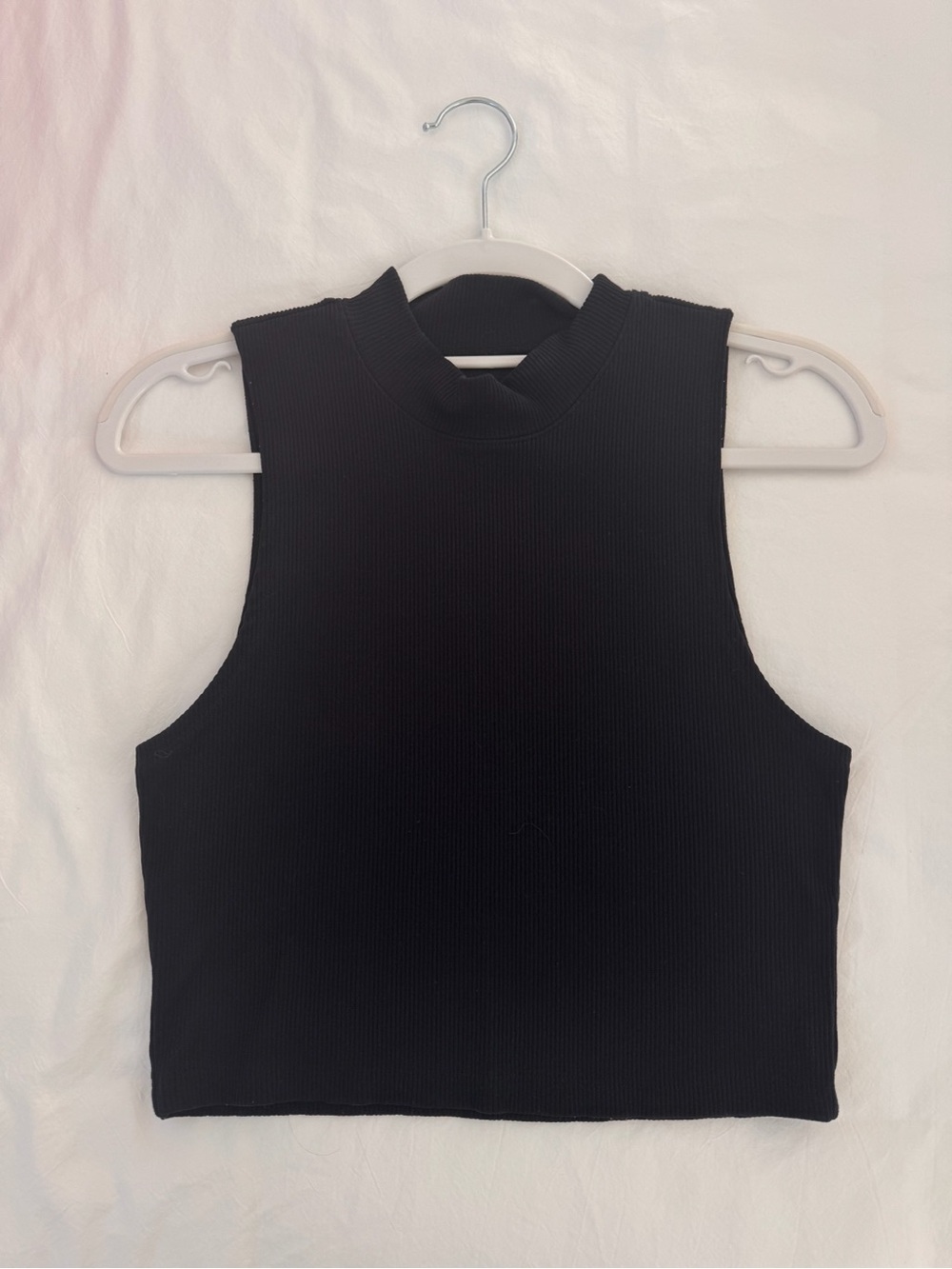Abercrombie & Fitch Black Ribbed Mock Neck Crop Top